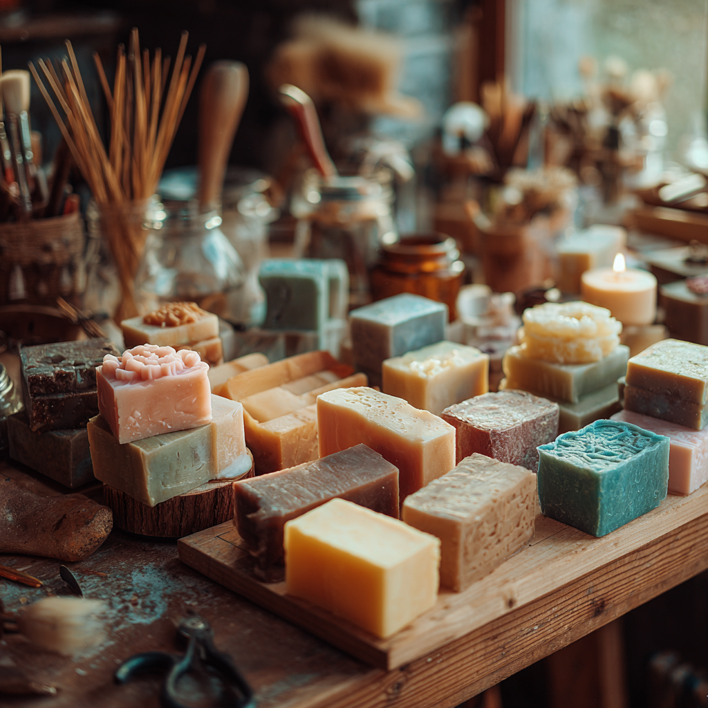 u1565576727 collection of handmade soaps and candles arranged d56ea79f 9370 456c 895d 19bbf0d5fd93 0